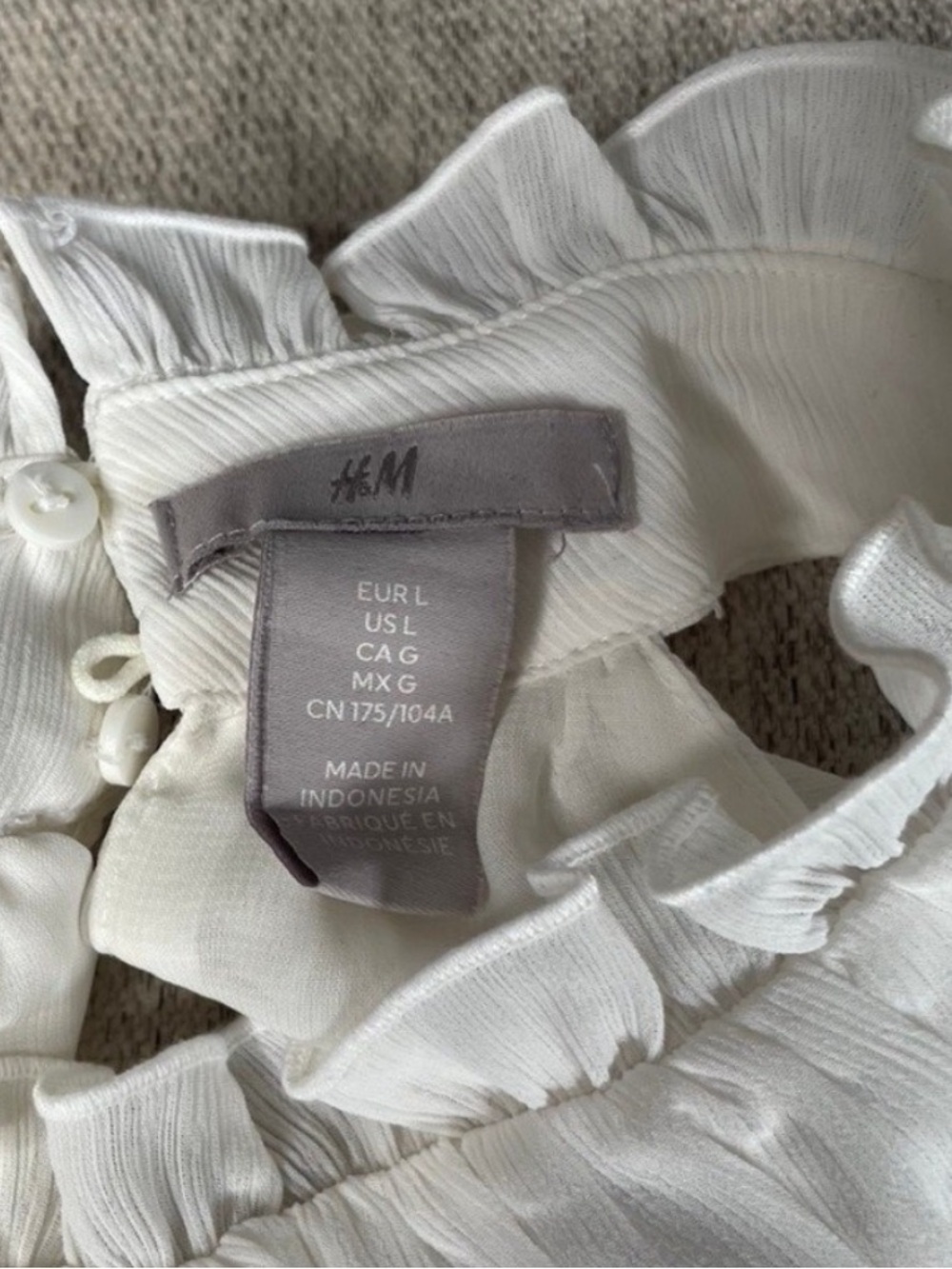 H&M Cream Ruffle-Neck Blouse